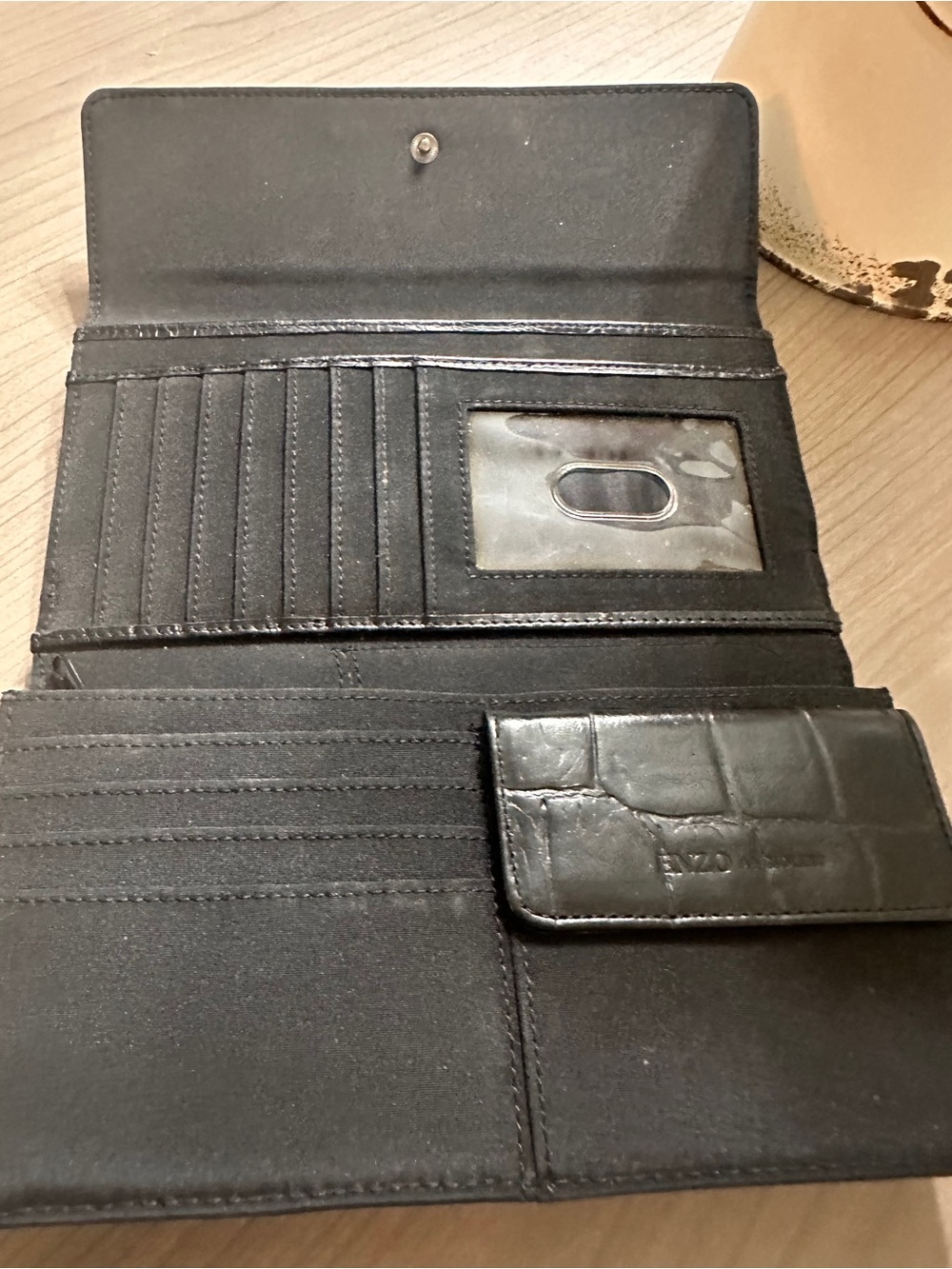 Enzo Angiolini Black Croc-Embossed Wallet with Metal Plaque - Picture 8 of 8